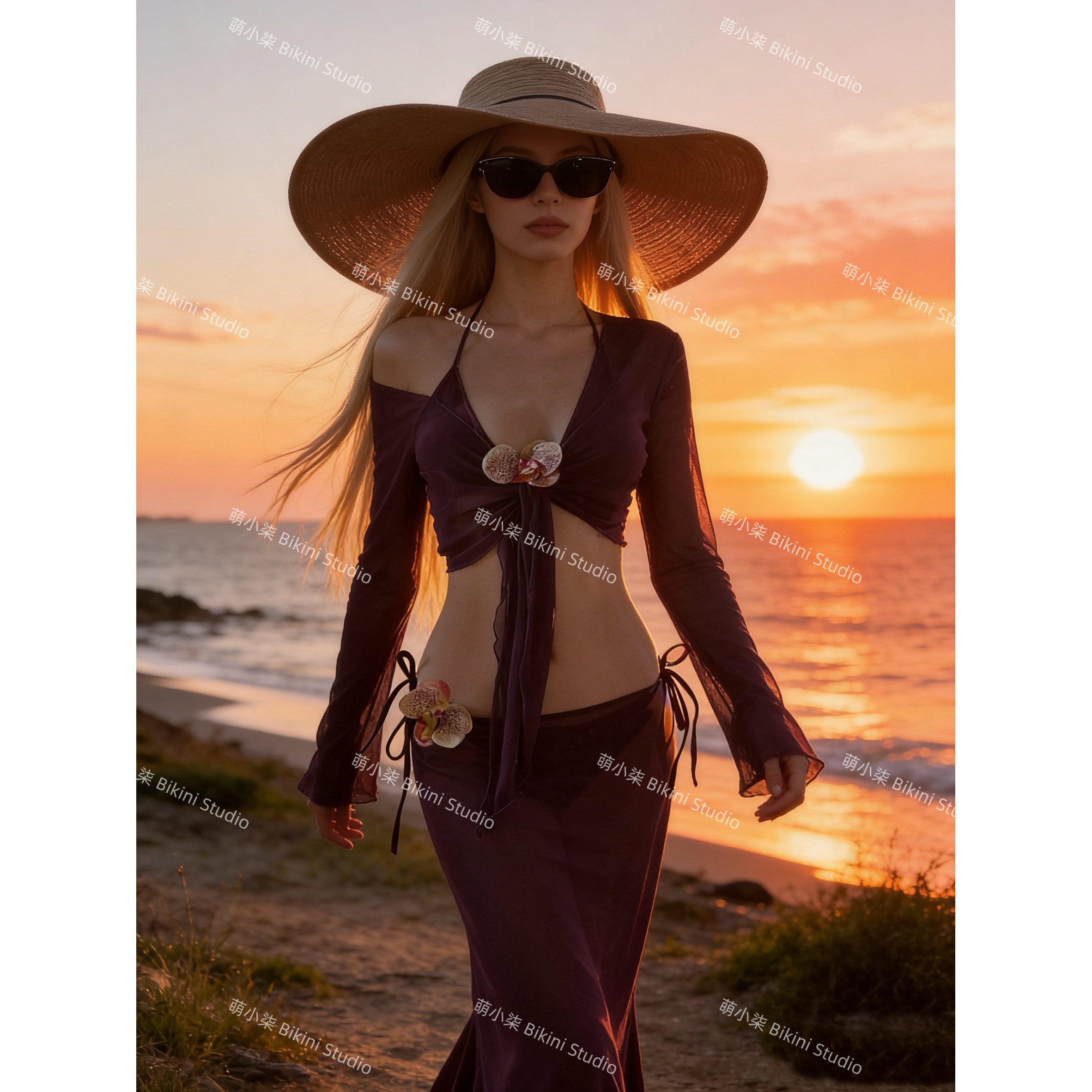 性感比基尼三件套女分体显瘦遮肚小胸聚拢泡温泉度假游泳衣