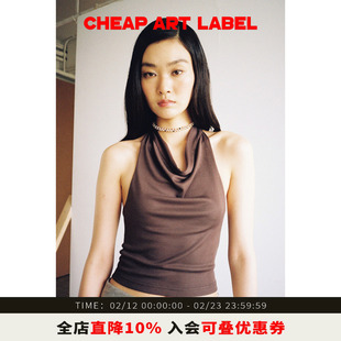 cheap art label 三色针织系带荡领小背心挂脖上衣女2026春夏新款