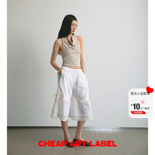 弹力腰系带花边蕾丝裤 中裤 裙裤 cheap 26春夏新款 label 七分裤 art