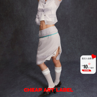 新款 label浅灰色雪纺直筒半身裙内衬蕾丝裙子女26春季 art cheap