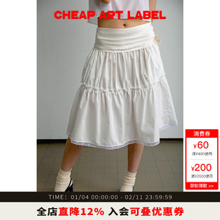 cheap art label白色腰部波点捏褶蕾丝花边蓬蓬半身裙26春夏新款