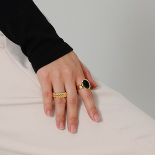 SOFTROOM黑尖晶宝石戒指女指环百搭食指戒简约小众设计63oakave
