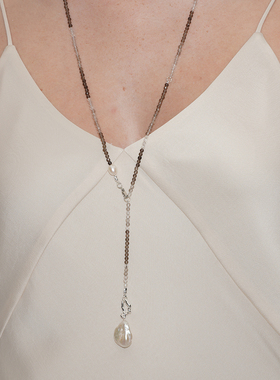 SOFTROOM珍珠渐变可可水晶长项链