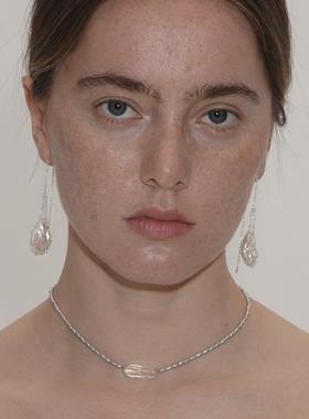 SOFTROOM编织花瓣珍珠项链毛衣链耳线小众复古高级感配饰63OAKAVE