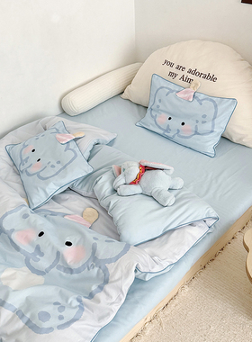 A类可爱儿童被套单件纯棉100支磨毛卡通宝宝幼儿园亲肤被罩四件套