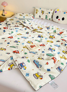 全棉儿童夏被汽车空调被宝宝夏凉被纯棉薄被子幼儿园午睡被可机洗