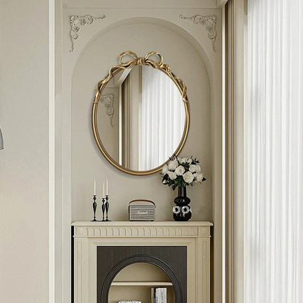 法式轻奢壁炉装饰镜异形复古化妆镜洗手间智能现代LED触摸卫浴镜