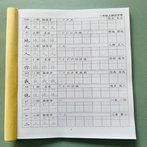 新人教版一二三四五年级上下册识字表同步笔画笔顺练字帖二类字