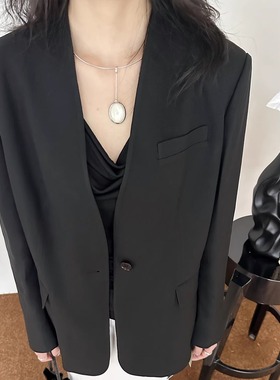 ASCRIPTION25春夏女士韩版宽松减龄V领外套轻薄透气舒适西装