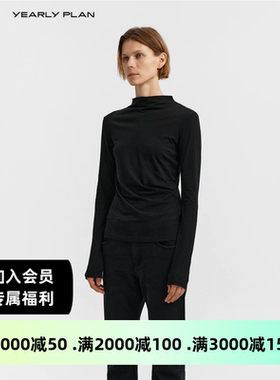 设计师品牌YEARLY PLAN冬季新款小高领针织上衣时髦保暖打底衫