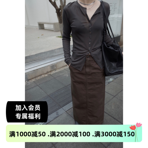 设计师品牌YEARLYPLAN24春季新款女装简约直筒百搭休闲半身长裙