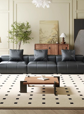意式极简saba像素模块豆腐块真皮沙发别墅大平层客厅组合直排沙发