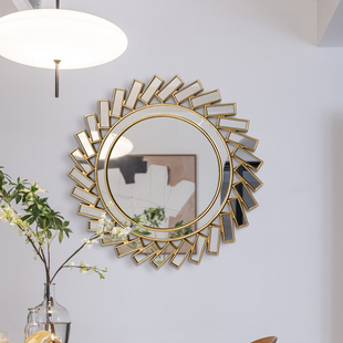 美式装饰镜餐厅墙面壁饰镜客厅电视背景墙创意挂镜壁炉镜子可定制