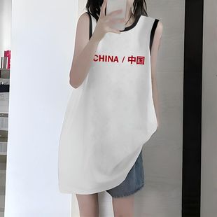 女新款 爆款 慵懶風坎肩背心無袖 無袖 夏季 純棉上衣ins風復古T恤