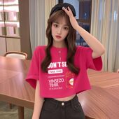 潮女时尚 个性 气质宽松辣妹inst恤上衣女 2025夏季 新款 高腰短款 短袖