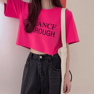 百搭韩版 2025新款 宽松设计感小众ins超火上衣潮 t恤女夏季 纯棉短袖