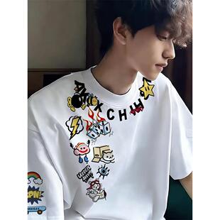 纯棉短袖t恤男款国潮高级感痞帅百搭款2026夏季vibe重磅半袖上衣