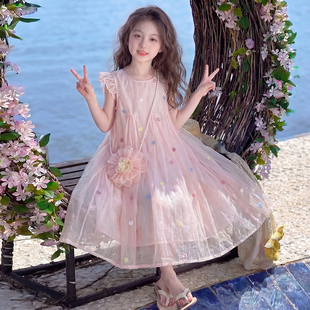 女童网纱连衣裙夏季2026新款洋气公主裙甜美可爱风蓬蓬裙中长款女