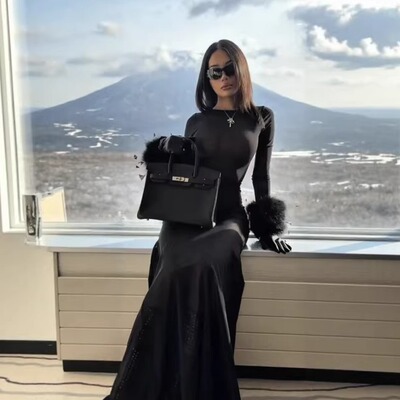 fanciclub代购羽毛网布连衣裙