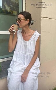 OAK MEADOW 代购法式复古刺绣小花背心长连衣裙