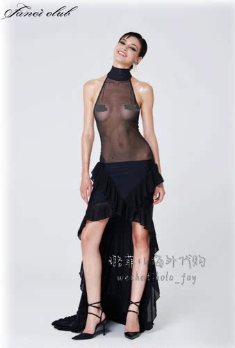 fanciclub挂脖高领连衣裙