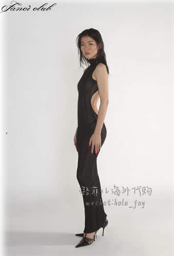 fanciclub背部镂空透视连衣裙