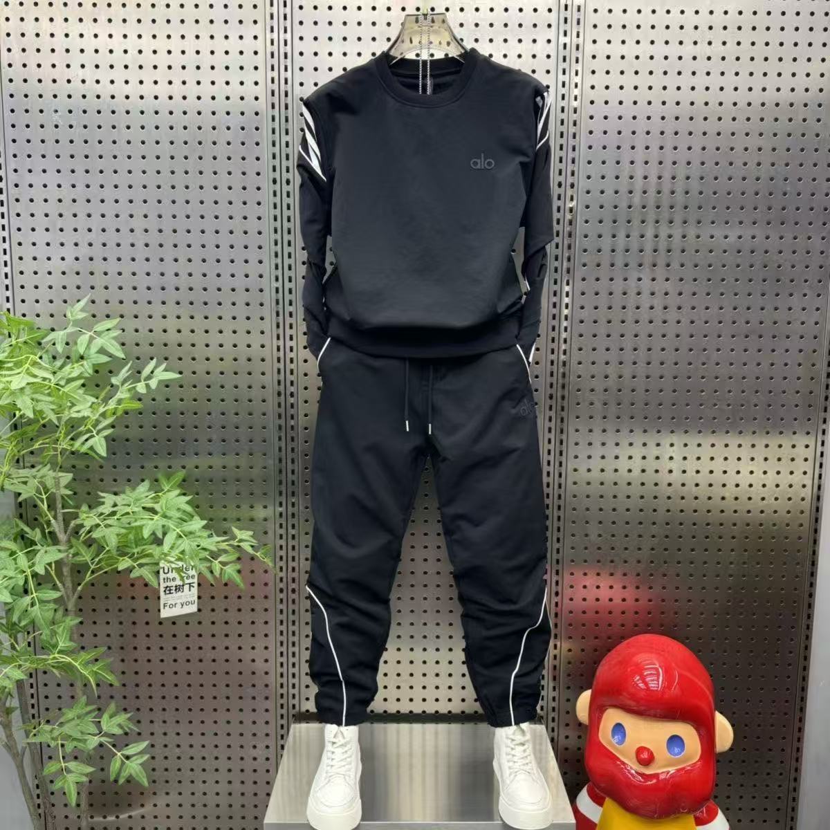 秋冬alo新款男士休闲运动套装潮流时尚卫衣男装卫裤束脚长裤帅气x