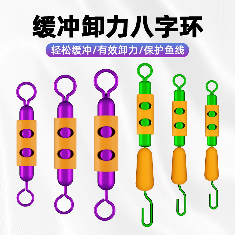 弹簧卸力快速子线夹正品缓冲高速8字环连接器强拉力硅胶八字环钩