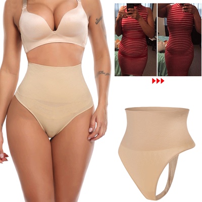 Women Waist Cincher Thong Panty Shaper High Waist Tummy Cont