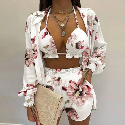 2024 Summer New Women's Clothing Sexy Three-Piece Suit Beach