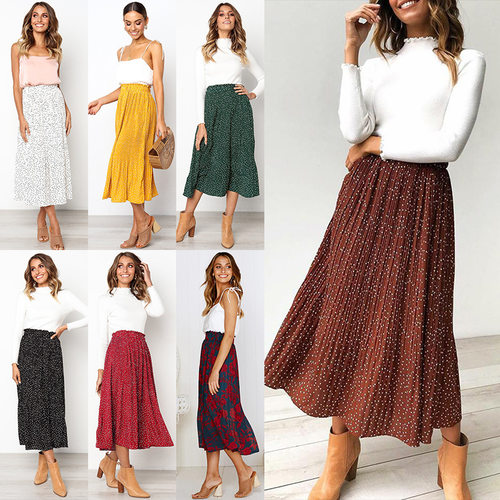 2024 Sweet Style Pocket Pleated Women's Pleated Style Long S
