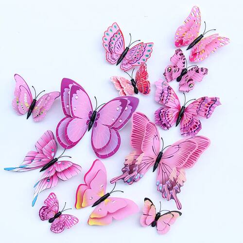 12pcs 3D Double Layer Butterflies Wall Stickers Living Room