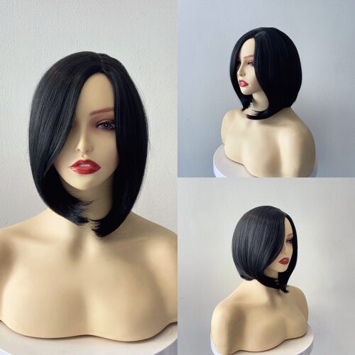 Female Side-parted B,  Short Straight Hair, Chemical Fiber F