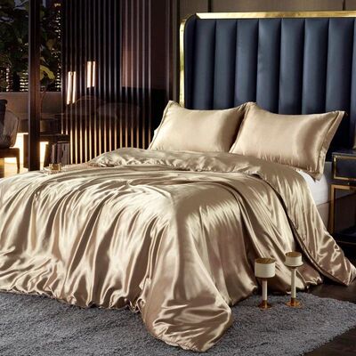 Nordic Silk Bedding Set with Duvet ver Bed Sheet Pillowcase