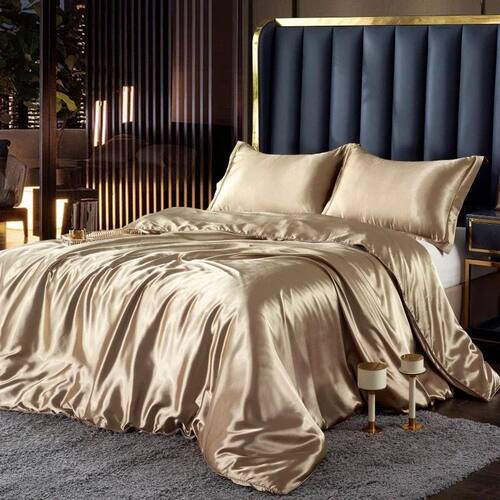 Nordic Silk Bedding Set with Duvet ver Bed Sheet Pillowcase