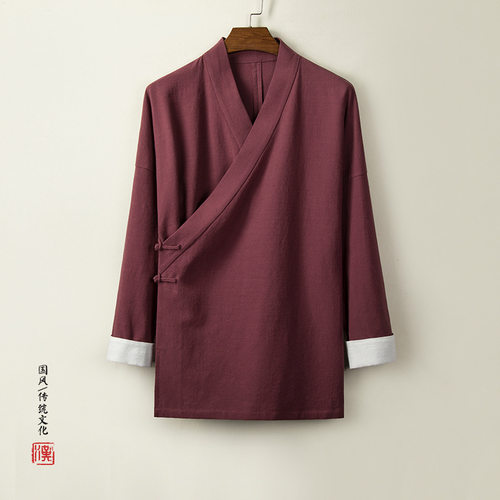 Chinese Style Cotton Linen Tang Suit Improved Hanfu Men's Co