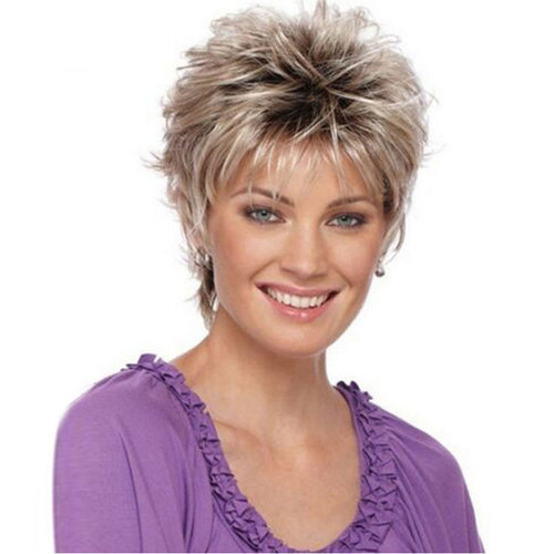 Female Short Hair, Light Golden Curly Hair, Fluffy Texture,