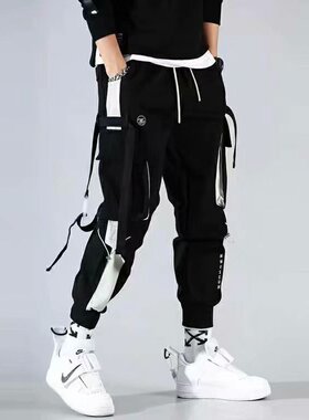Men's Overalls 2024 Multi-pocket Leggings Korean Version Stu