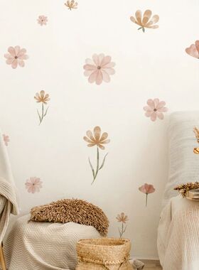 Boho Flowers Wall Stickers Watercolor Bedroom Living Room Ho