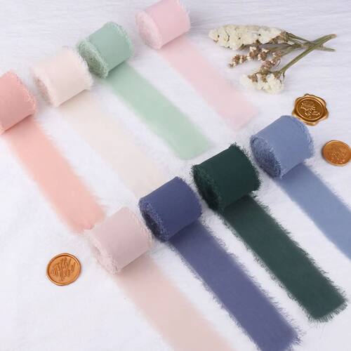 4CM*5M Handmade Frayed Edged Satin Chiffon Silk Ribbon For W