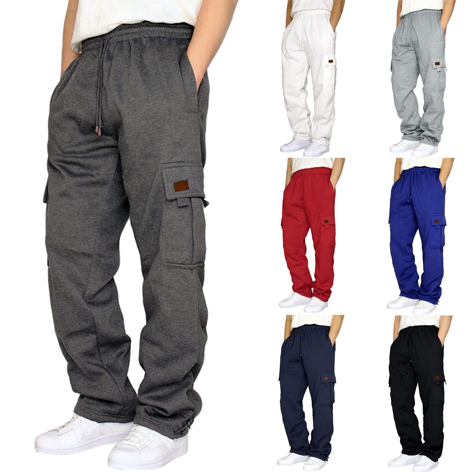 Men's Sports And Casual Trousers With Velvet Hems And Multip