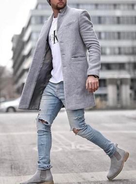 Fashionable Windbreaker Men's Coat Lapel Dragon And Phoenix