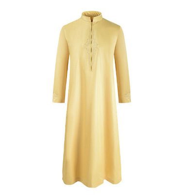 2024 Men's Robe Solid Color Embroidery Middle Eastern Robe M
