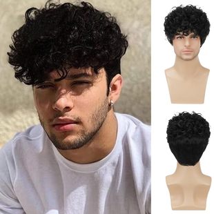 Men's Wigs African Small Curly Short Hair Wigs Machine-made