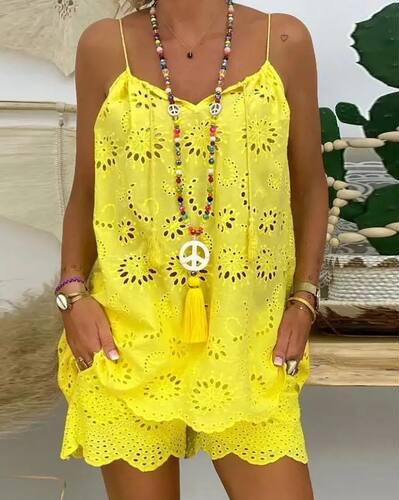 New Two Piece Sets Women Outifits Casual V-Neck Sleeveless C