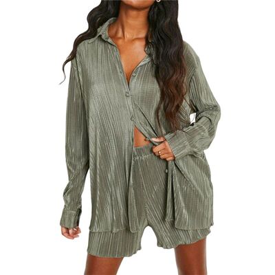 Pleated Shorts Set 2 Piece Outfits for Women 2000s Aesthetic
