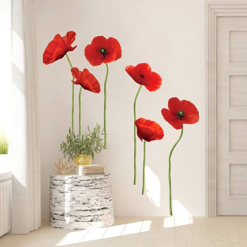 1pc Watercolor Red Flowers Wall Stickers for Children Room D