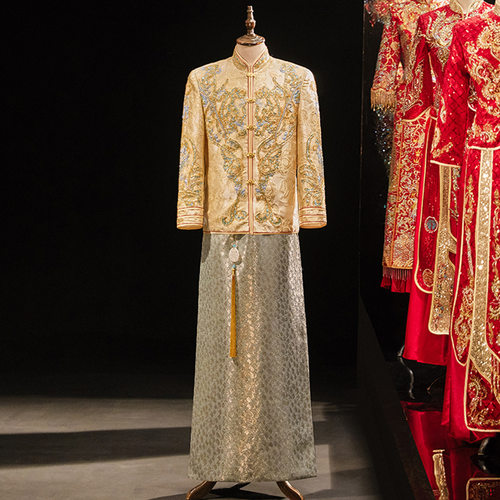 Xiuhe Suit Men's 2024 Men's Wedding Champagne Color Chinese