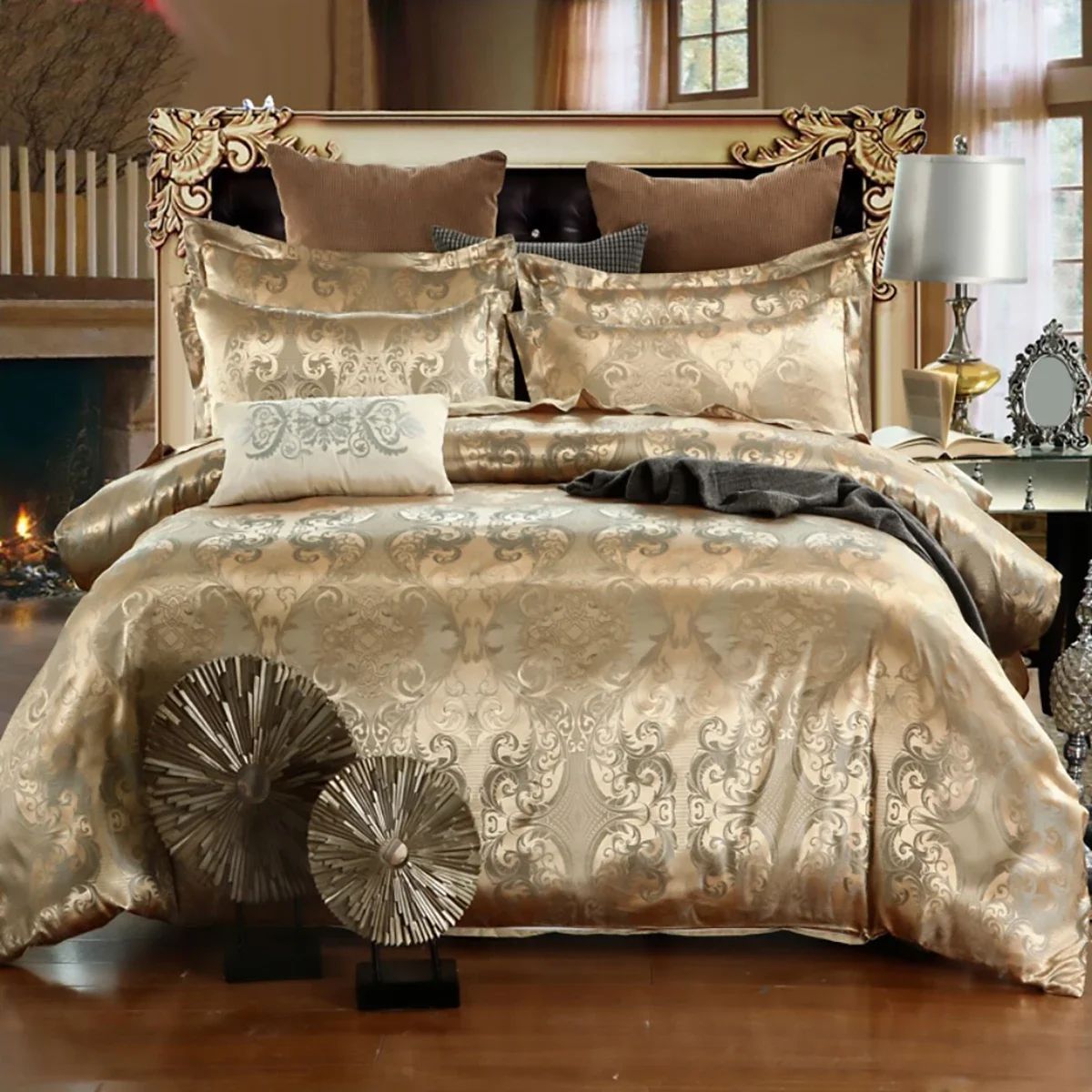 2/3PCS Luxury Jacquard Bedding Set King  Size Duvet ver Flow