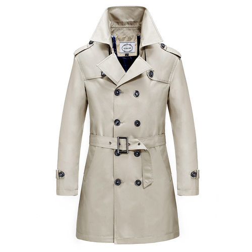 Men's Windbreaker Long Coat Men's Slim Fit Anti-wrinkle Doub
